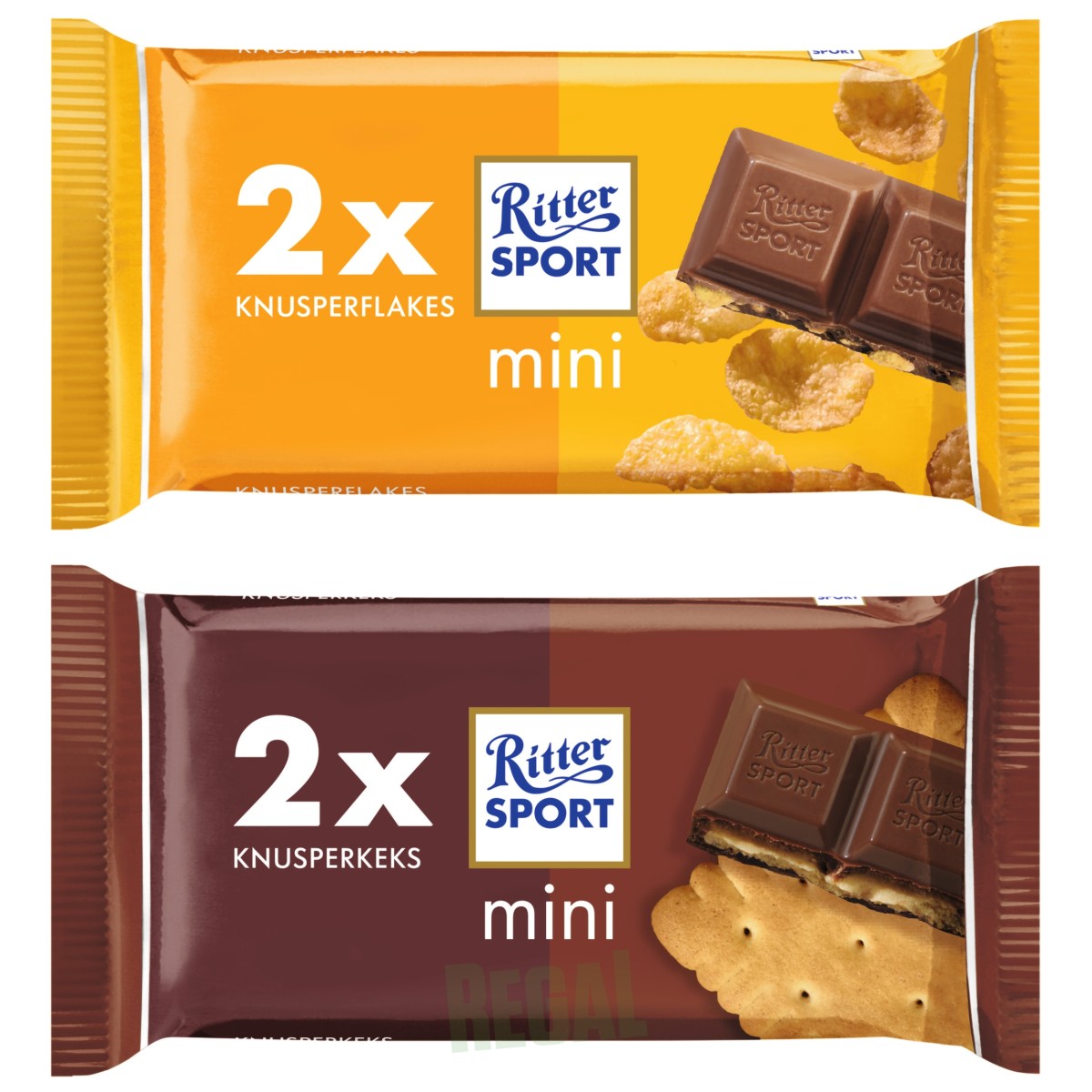 Ritter Sport Mini Duo Knusperkeks und Mini Duo Knusperflakes → REGAL