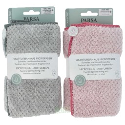 Parsa Haarturban 1 Stk rosa oder grau aus Mikrofaser