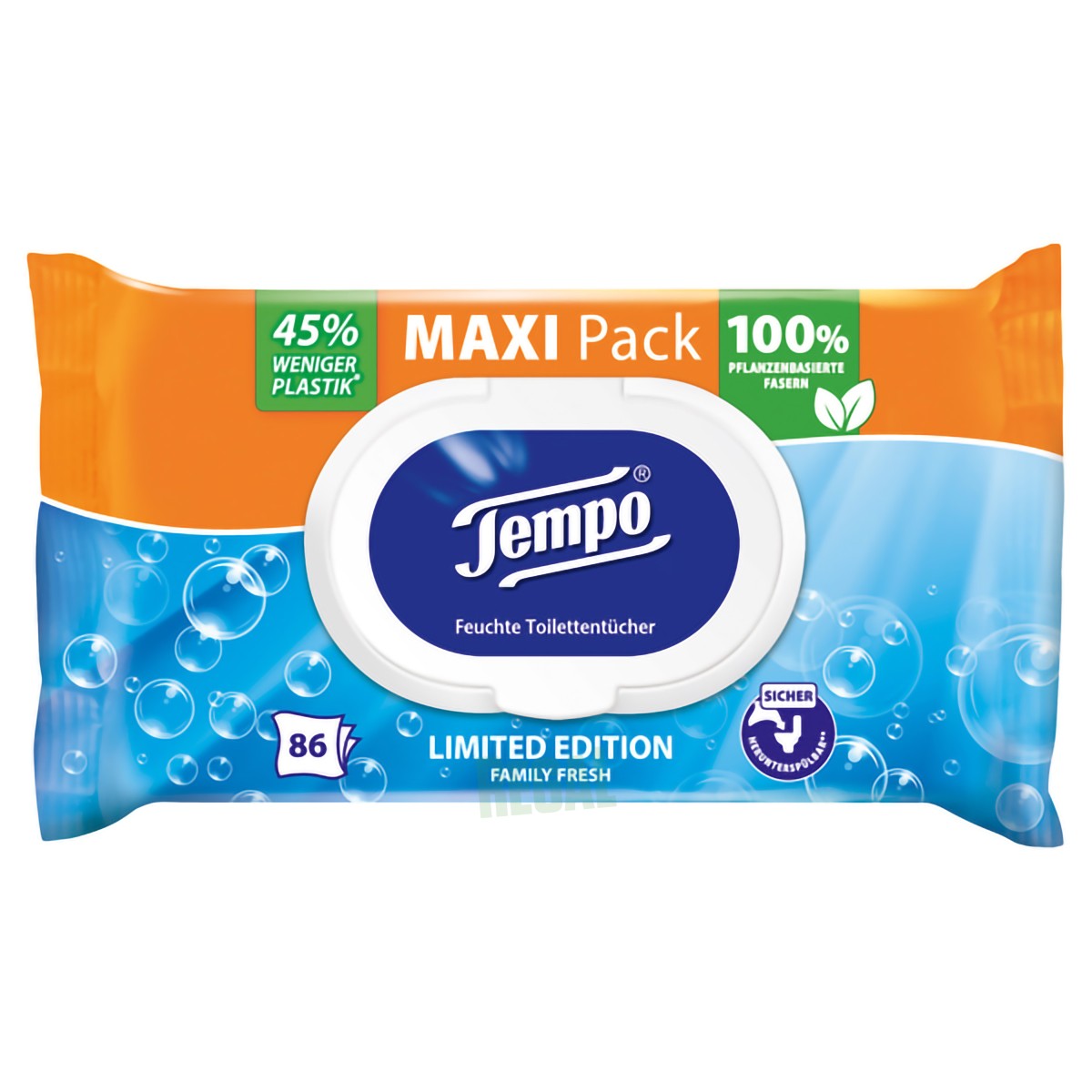 Produktabbildung Tempo Feuchte Toilettentücher Maxipack „Family Fresh“