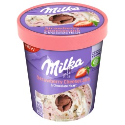 MILKA Strawberry Cheesecake &  Chocolate Heart Tub