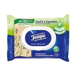 Tempo Feuchte Toilettentücher mit Flachs-Anteil